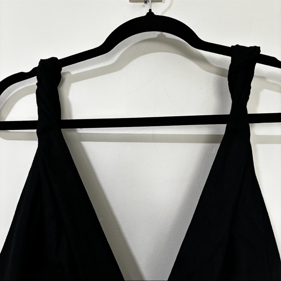 Farm Rio Linen Blend V-Neck Rosette Mini Dress Black Size XL - Picture 5 of 8